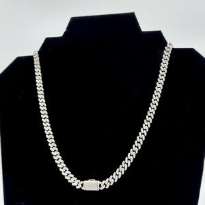 925 Silver, 7.70CTW Moissanite Slim Miami Cuban Chain